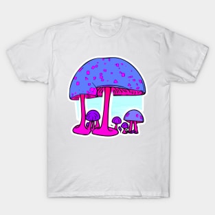 A colourful illustration of a group of spotted mushrooms T-Shirt